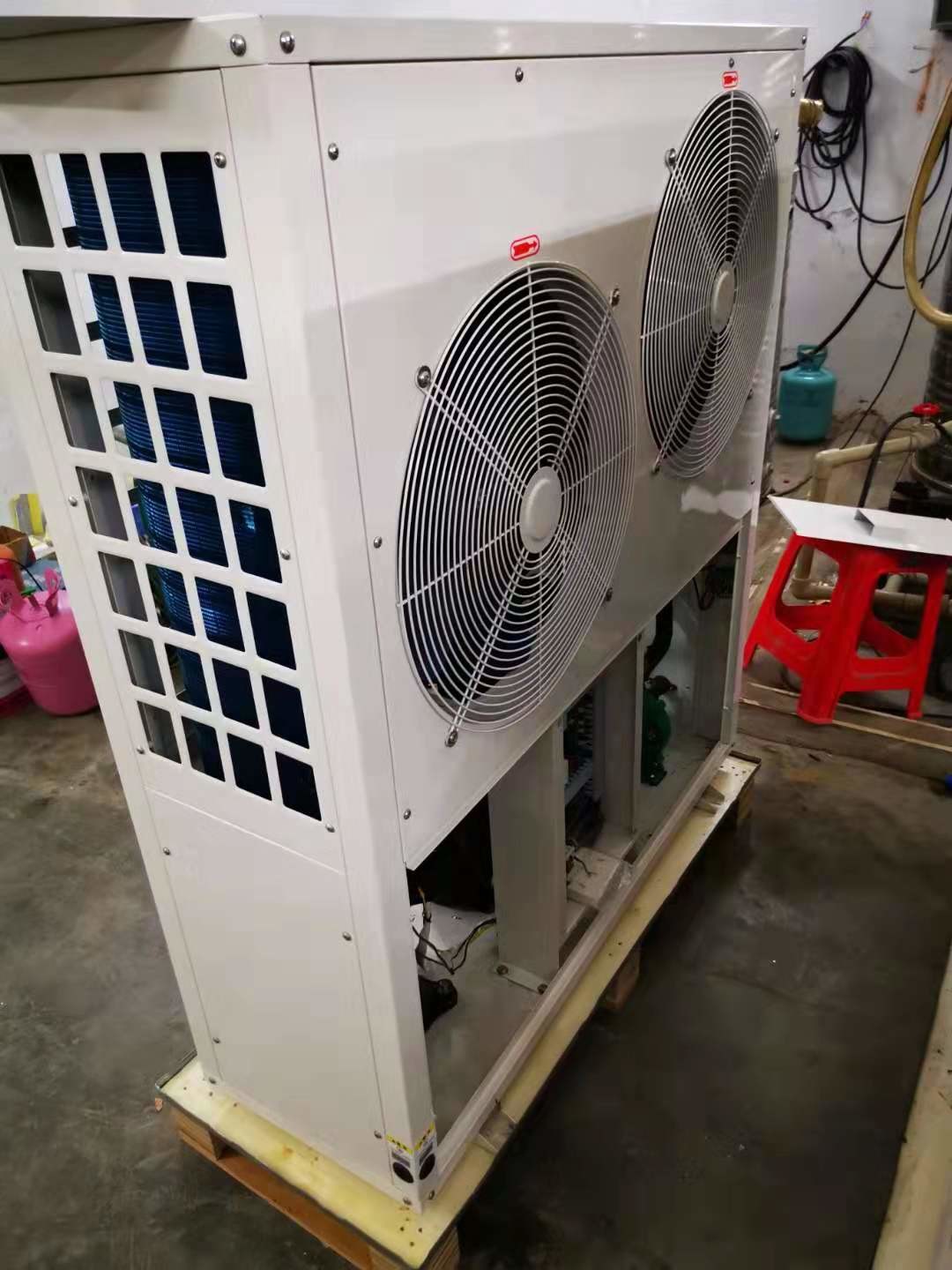 14 kW with 80 ℃ high temp water outlet , sidedischarge fan； air source