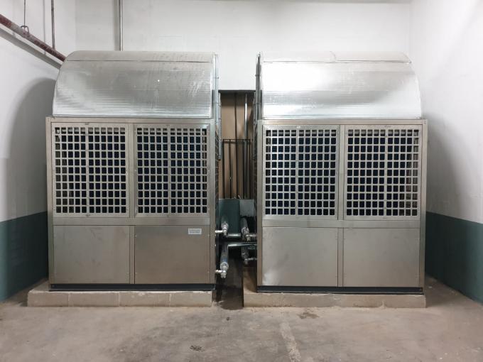 two units 150 kW air to water heat pumps